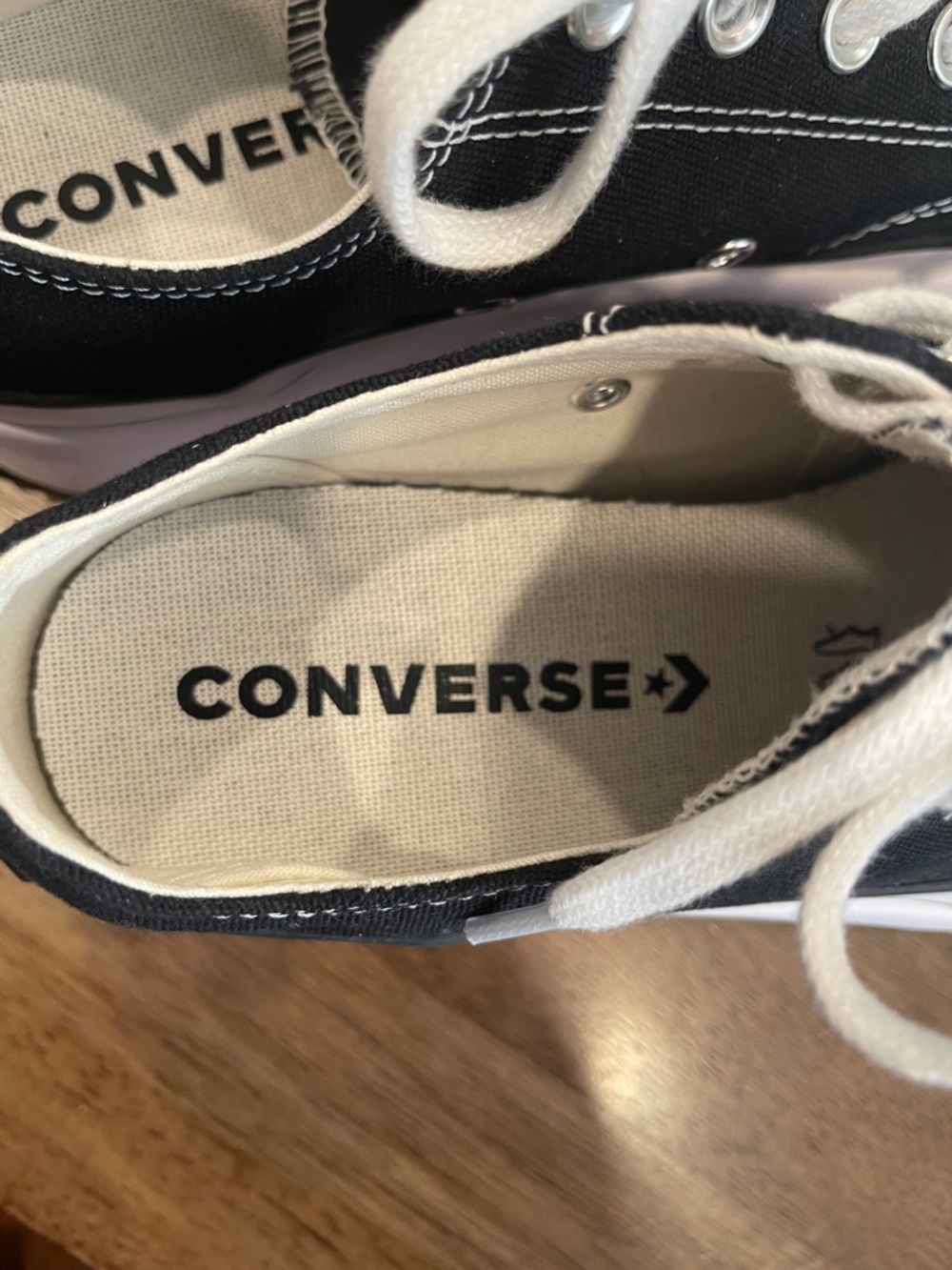 Platform Lug-Sole Low-Top Canvas Sneakers - Black/White - Picture 2 of 9